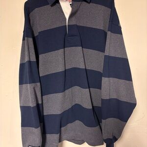 Y2K Barbarian Rugby Wear Men’s Heavyweight Striped Polo Style Long sleeve Shirt